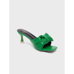 Women Green PU Party Mules with Bows